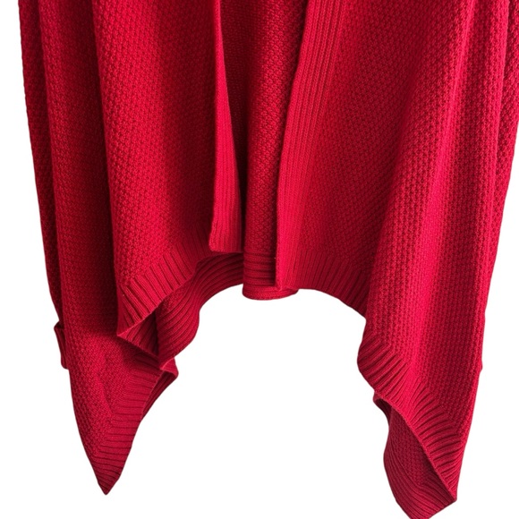 Talbots Knit Wool Blend Sweater Cardigan Medium Red Open Front Long Sleeve - Picture 5 of 15